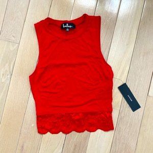 LULUS Red Lace Crop Top XS